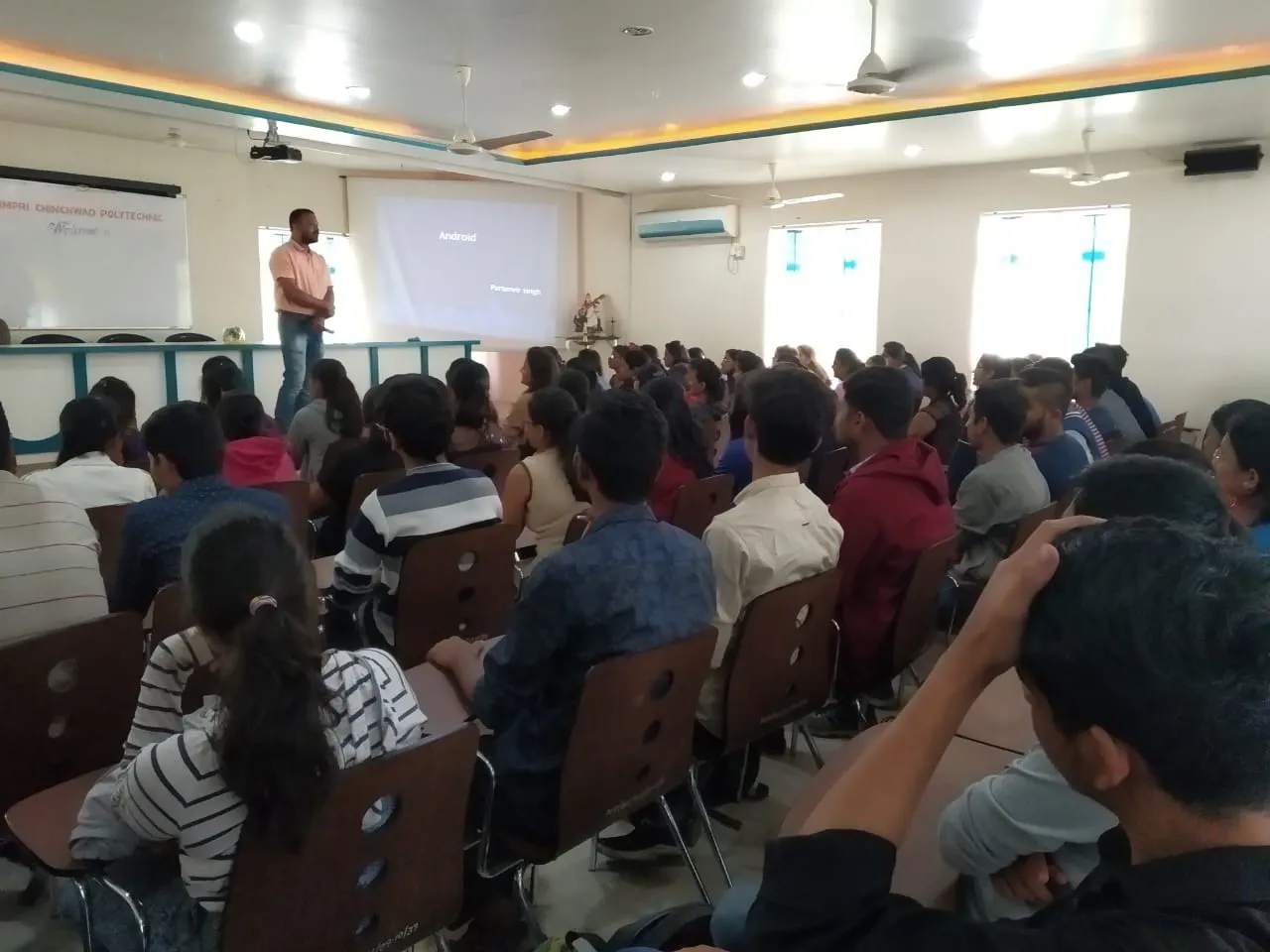 Guest Lecture on Mobile Technology conducted for Third Year Students on 16th  Jan  2019 by Paramvir Singh (IT Analyst at TCS)
