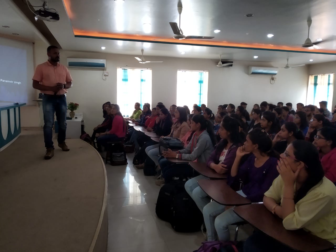 Guest Lecture on Mobile Technology conducted for Third Year Students on 16th  Jan  2019 by Paramvir Singh (IT Analyst at TCS)
