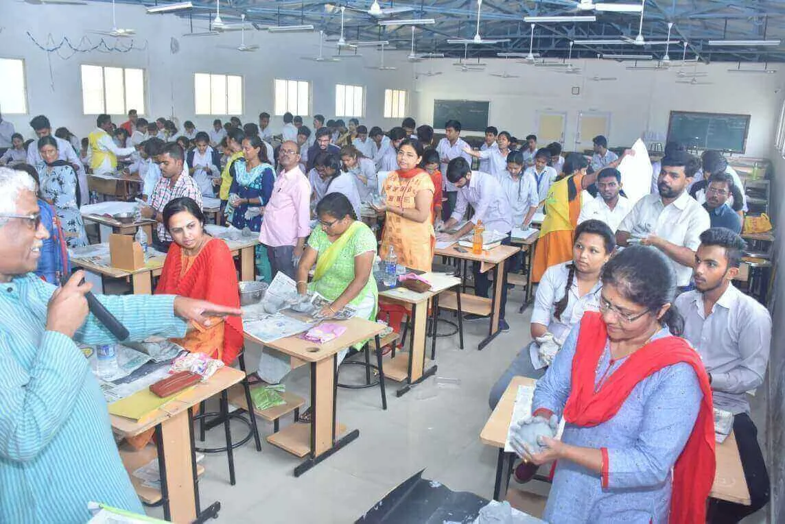 Students and staff participating in GANESH idol making workshop, PC Polytechnic, Akurdi