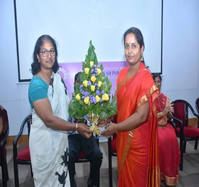 Falicitation of Mrs.Nirmala Thormote by Principal mam, PCPolytechnic