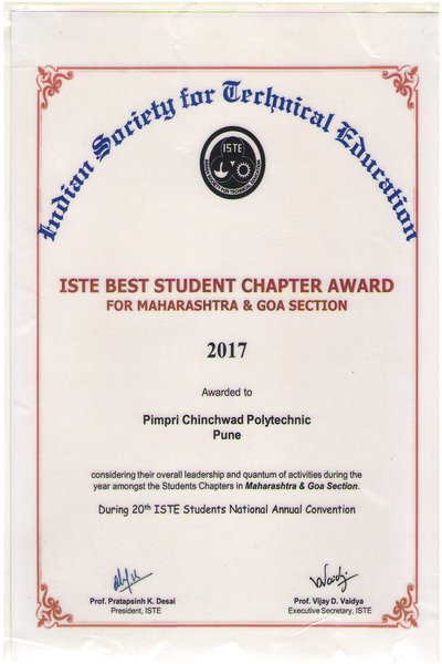 Best Student Chapter Award Certificate
