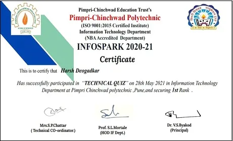 INFOSPARK CERTIFICATES, PCP