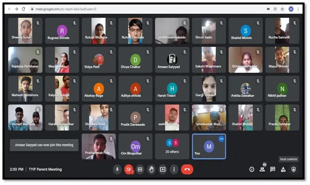 Online Parents Meeting of Third Year, PCP