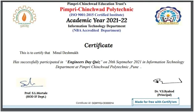 Engineer’s Day online quiz, PCP