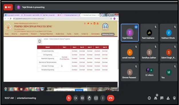 Online conduction of Orientation Program, PCP