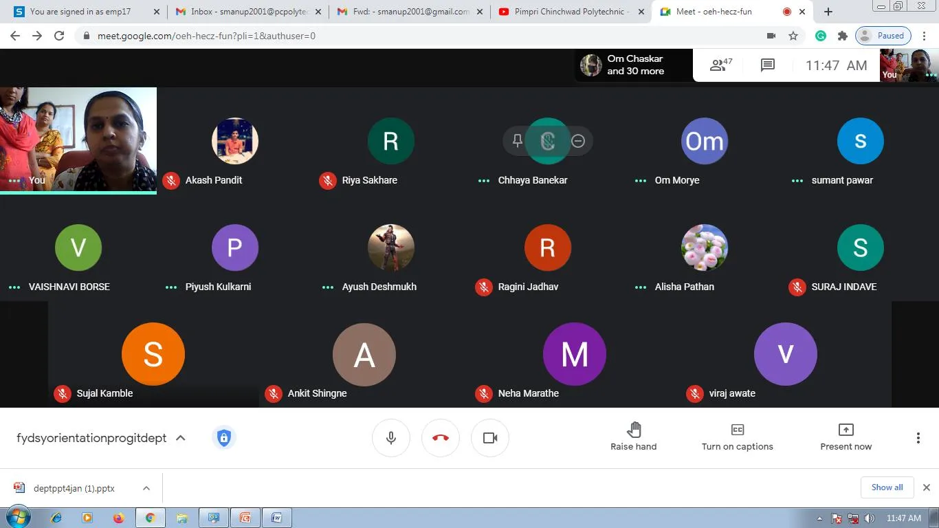 Online conduction of Induction Program and Staff interaction with student and their parents, PCP