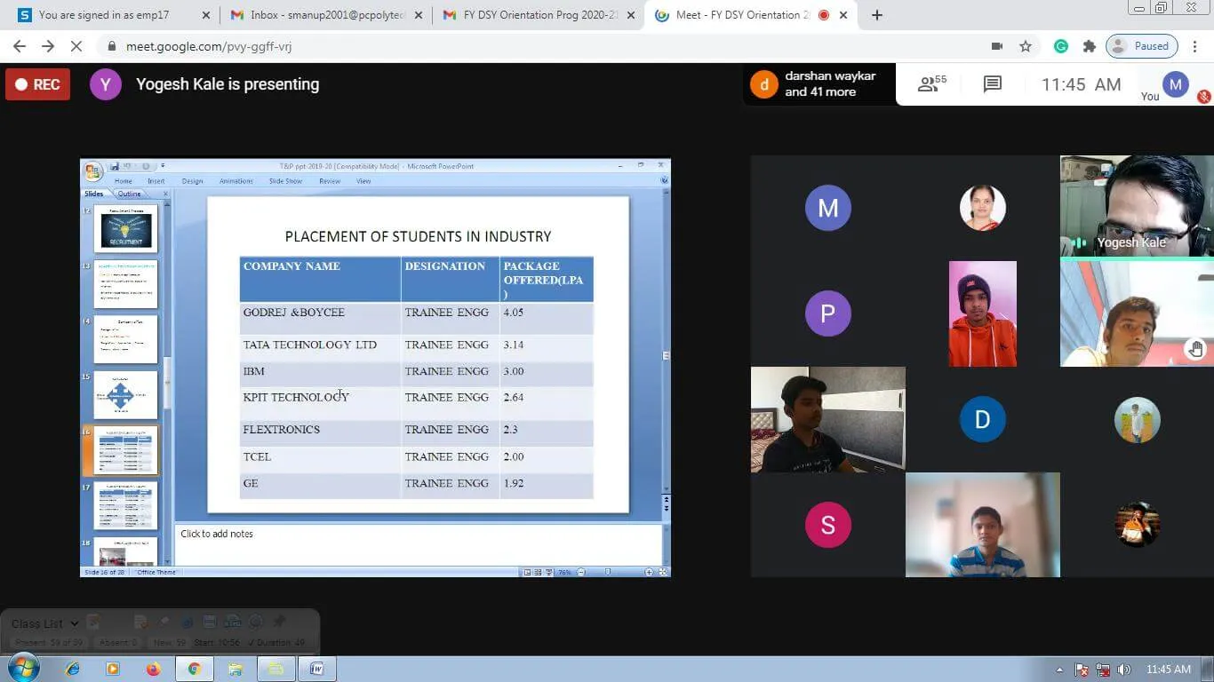 Online conduction of Induction Program and Staff interaction with student and their parents, PCP